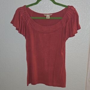 Banana Republic Orange and Pink Flutter Sleeve Blouse